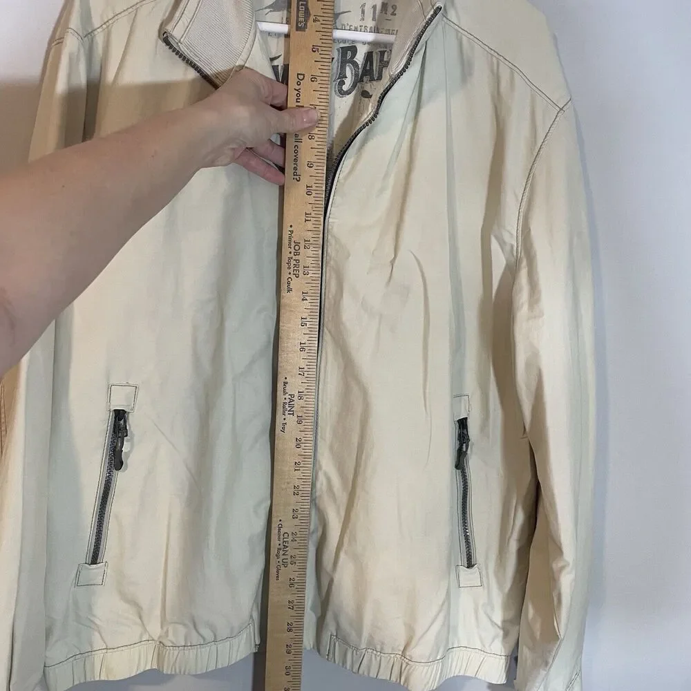 TOMMY BAHAMA Jacket Mens Large Beige Full Zip Windbreaker Lined Golf Lightweight - Picture 2 of 10